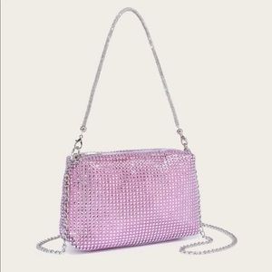 Pink Rhinestone Evening Party Clutch Prom Bag Purse - NEW